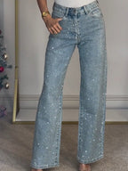 Light Blue High-Waisted Straight-Leg Jeans – Vintage Wash Comfort-HighTouch