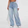 Light Blue High-Waisted Straight-Leg Jeans – Vintage Wash Comfort-HighTouch