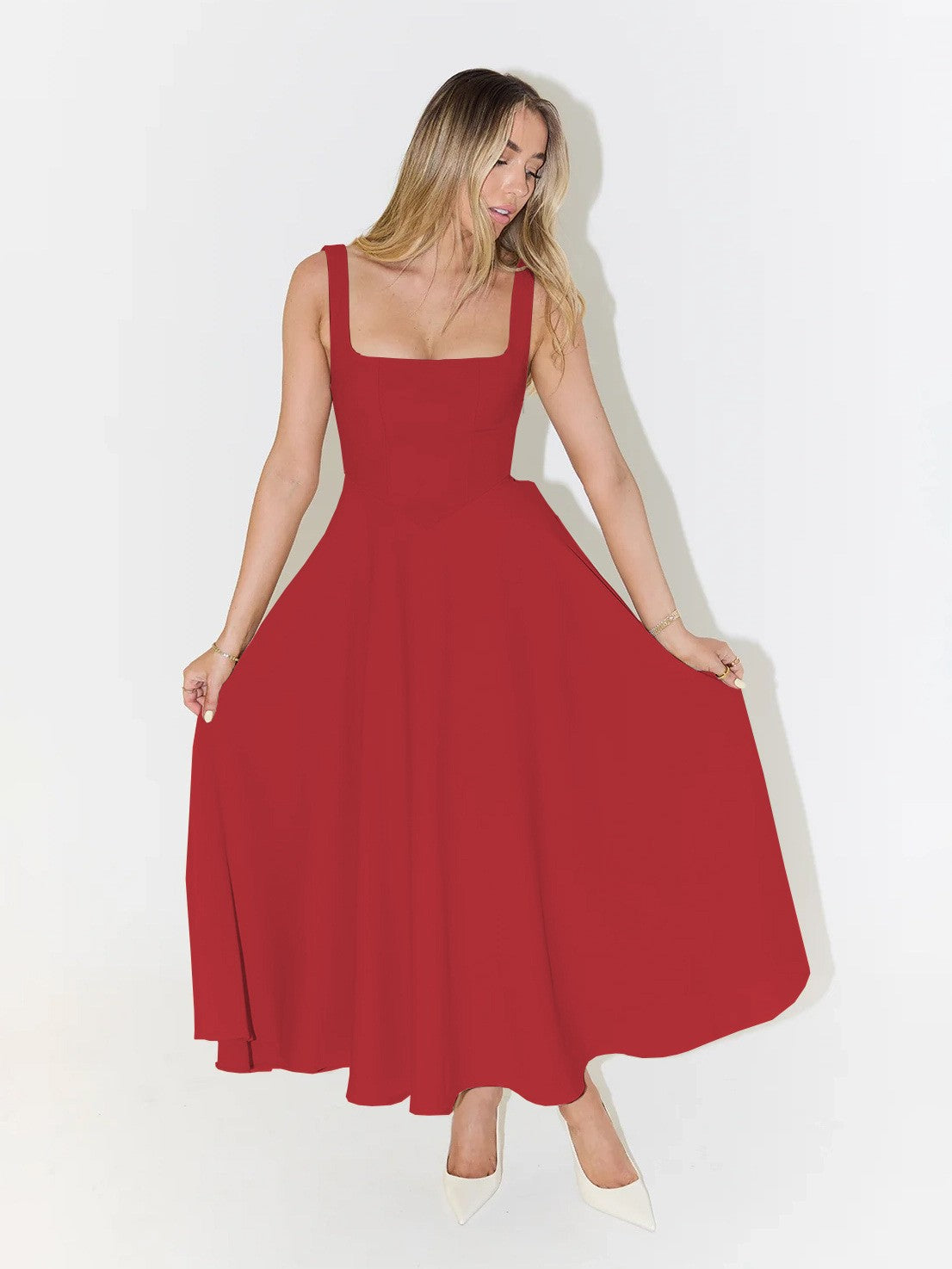 Summer Dress Square-Neck Halter Maxi Dress Chic Cinched Waist & Back HighTouch Summer Dress Square-Neck Halter Maxi Dress Chic Cinched Waist & Back HighTouch