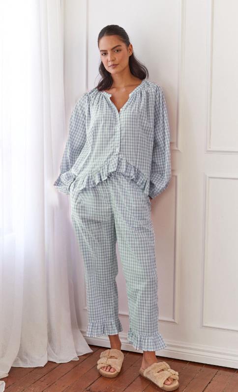 Ruffled Button Top & Wide-Leg Pants Set – Elegant Autumn Two-Piece-HighTouch