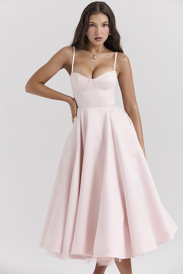 Double-Layer Tulle Halter Maxi Dress – Elegant French-HighTouch