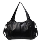 Retro Solid-Color Single Shoulder – Large Capacity & Elegant Texture-HighTouch