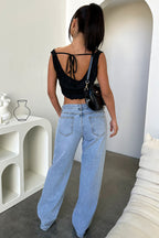 Vintage Low-Waist Straight-Leg Loose Denim Pants – Retro Long Length-HighTouch