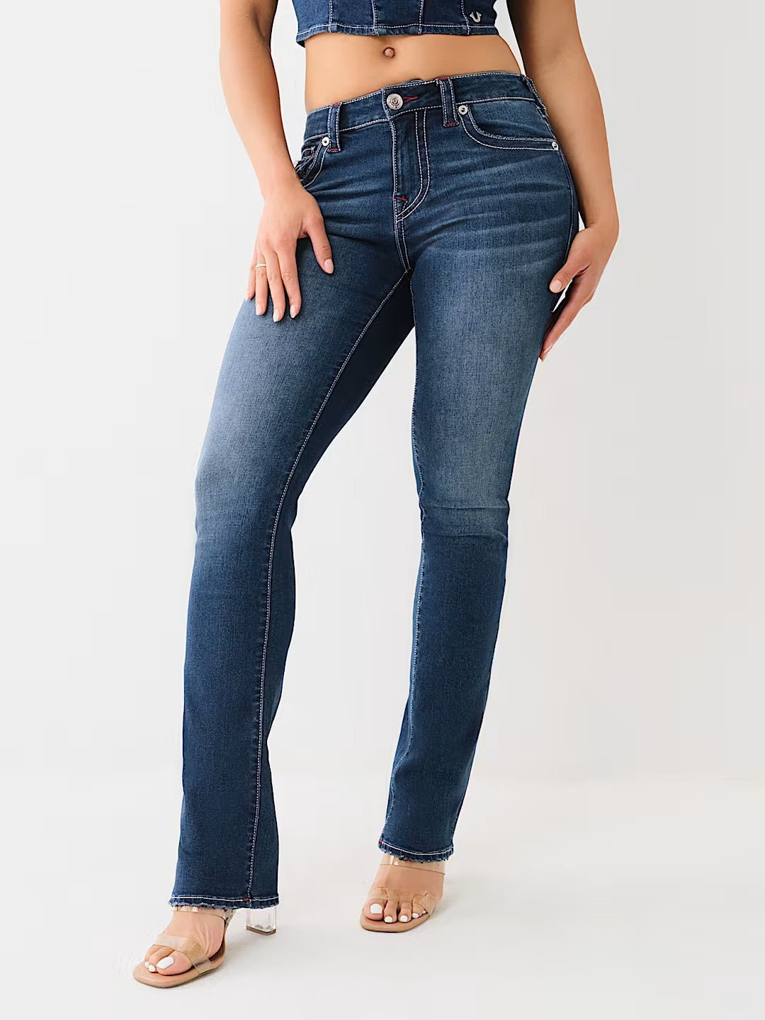 True Religion Embroidered High-Waist Skinny Jeans – Signature Logo & Stretch Fit-HighTouch
