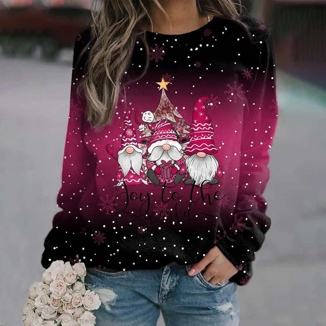 Women's Christmas Gnome Graphic Crew Neck Sweatshirt
