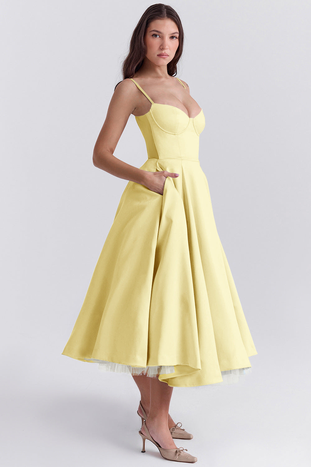 Double-Layer Tulle Halter Maxi Dress – Elegant French-HighTouch
