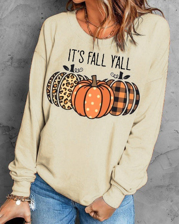 Women’s Halloween Pumpkin Print Sweater-HighTouch