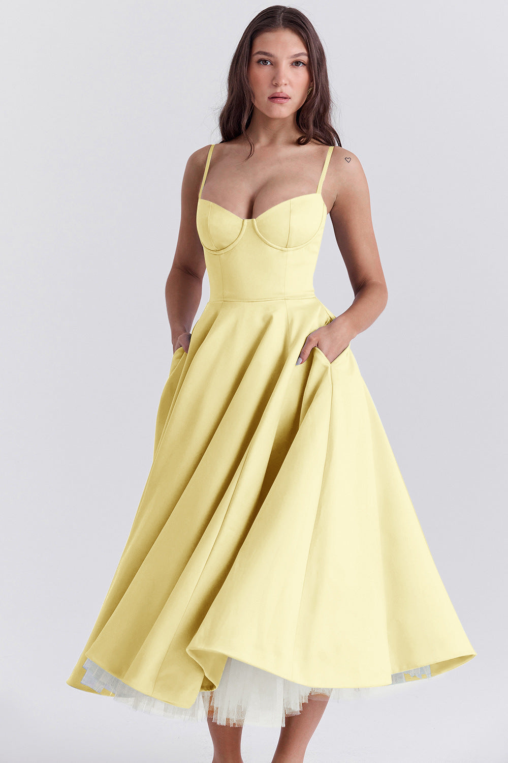Double-Layer Tulle Halter Maxi Dress – Elegant French-HighTouch