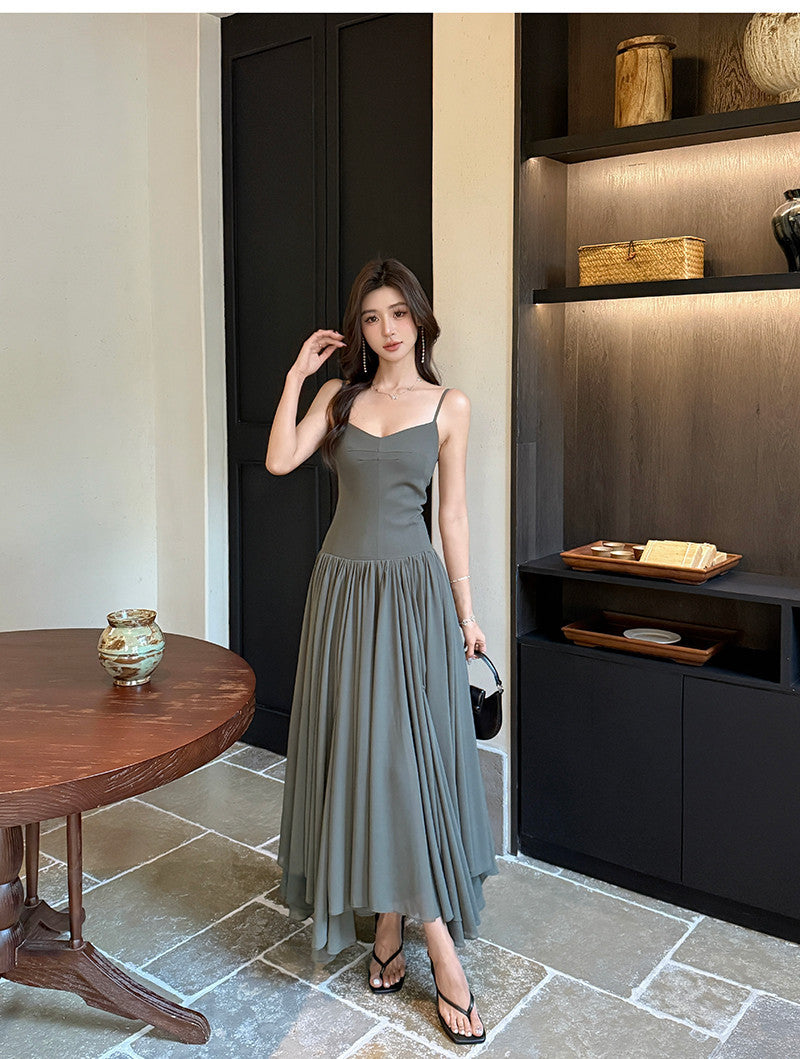 Cross-border Summer halter dress Halter Pleated A-Line Maxi Dress-HighTouch