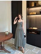 Cross-border Summer halter dress Halter Pleated A-Line Maxi Dress-HighTouch