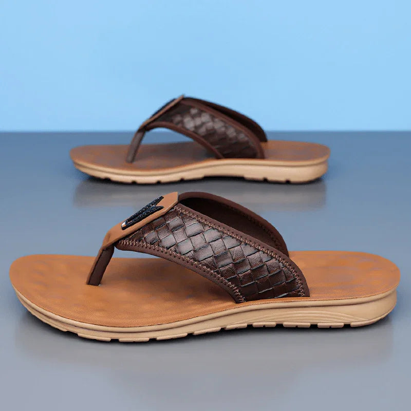 Men’s Cushioned Slip-On Slides with Woven Strap