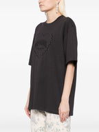Striped Halter Backless Tee – Sweet Diamond & Heart Embroidery-HighTouch