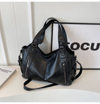 Retro Solid-Color Single Shoulder – Large Capacity & Elegant Texture-HighTouch