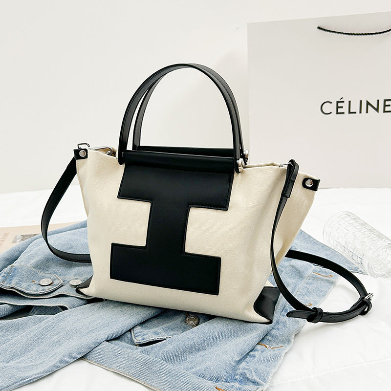 Canvas Bag Large-Capacity Commuting Fashionable and Versatile Handbag-HighTouch