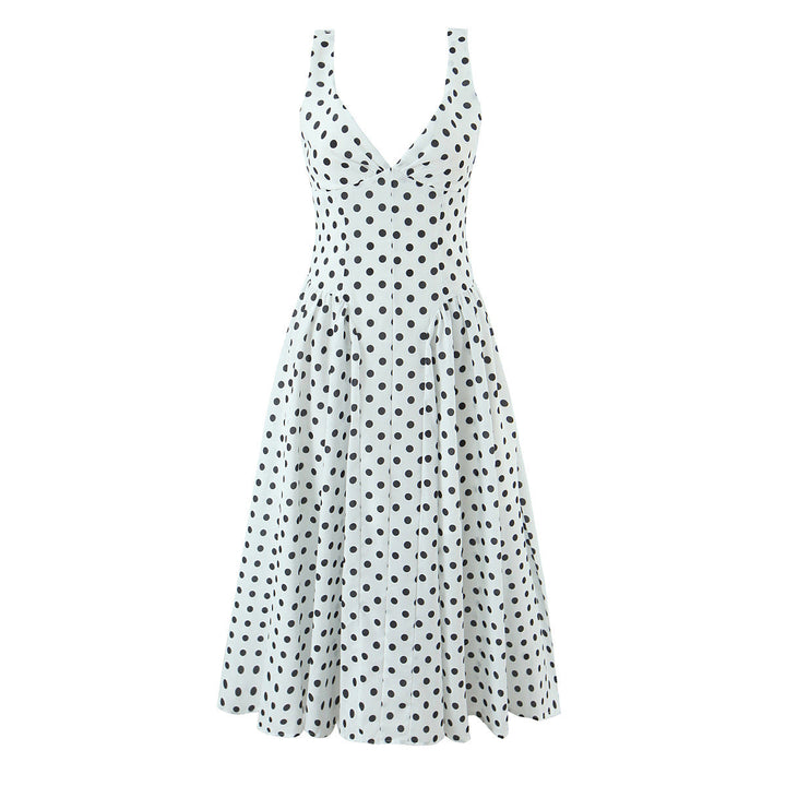 Women's Polka Dot Dress Short Sleeve A-Line Midi