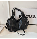 Retro Solid-Color Single Shoulder – Large Capacity & Elegant Texture-HighTouch
