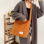 Cross-border corduroy fabric bag women Corduroy Shoulder – Large-Capacity-HighTouch