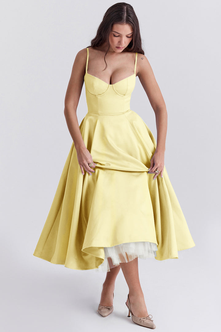 Double-Layer Tulle Halter Maxi Dress – Elegant French-HighTouch