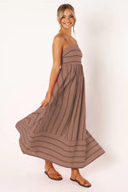 Striped Halter Backless Dress-HighTouch