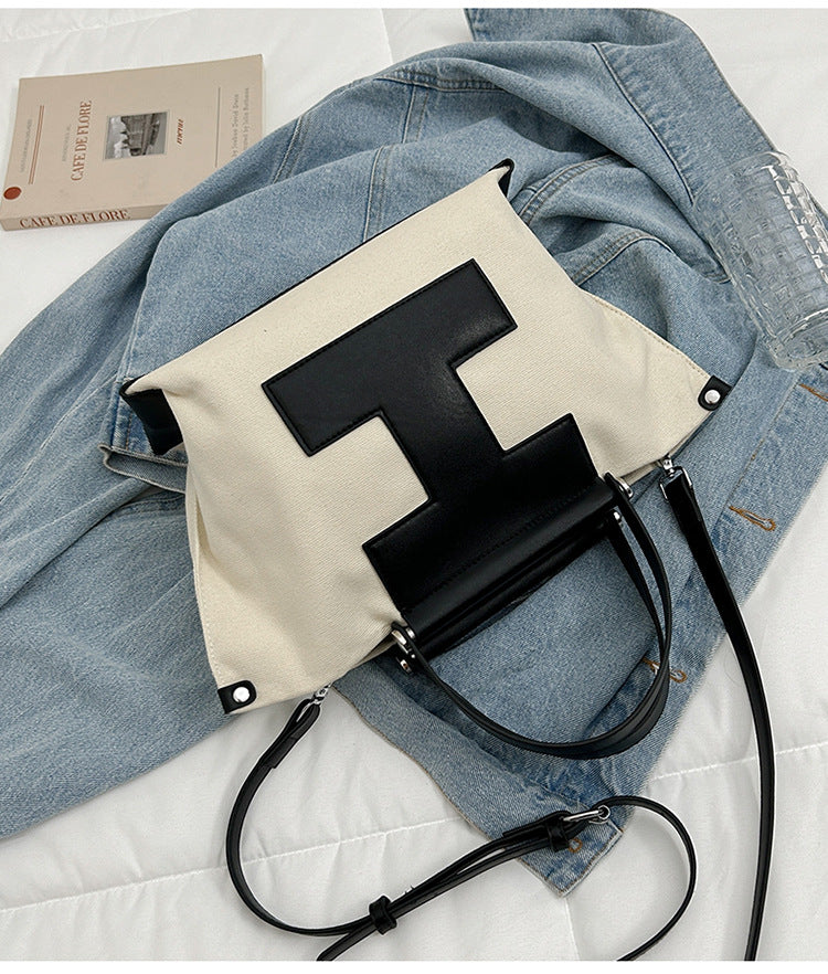 Canvas Bag Large-Capacity Commuting Fashionable and Versatile Handbag-HighTouch