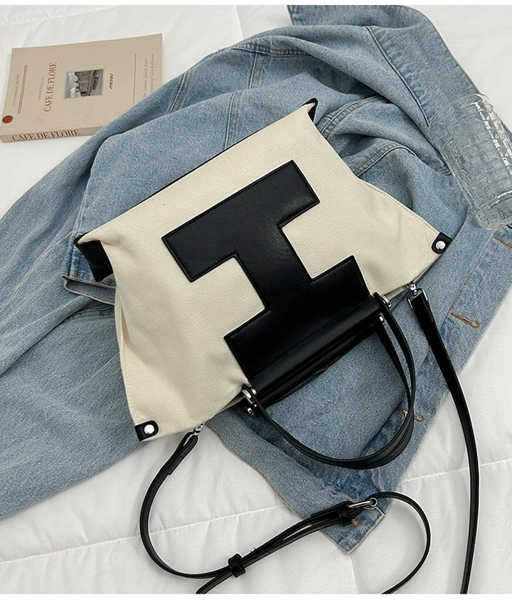 Canvas Bag Large-Capacity Commuting Fashionable and Versatile Handbag-HighTouch