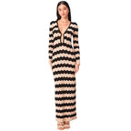 Striped Perforated Beach Cover-Up Dress Women-HighTouch