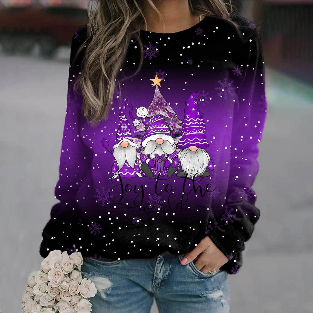 Women's Christmas Gnome Graphic Crew Neck Sweatshirt
