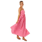 Striped Halter Backless Dress-HighTouch