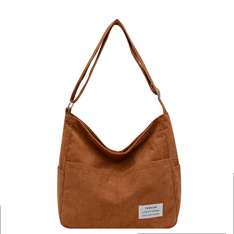 Cross-border corduroy fabric bag women Corduroy Shoulder – Large-Capacity-HighTouch