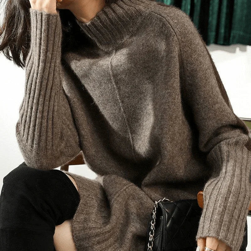 Women’s Oversized Turtleneck Sweater Dress for Winter