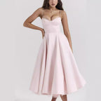 Suspender V-Neck Maxi Dress – Flowy Fluffy Skirt, Elegant Sleeveless Silhouette-HighTouch