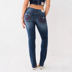 True Religion Embroidered High-Waist Skinny Jeans – Signature Logo & Stretch Fit-HighTouch