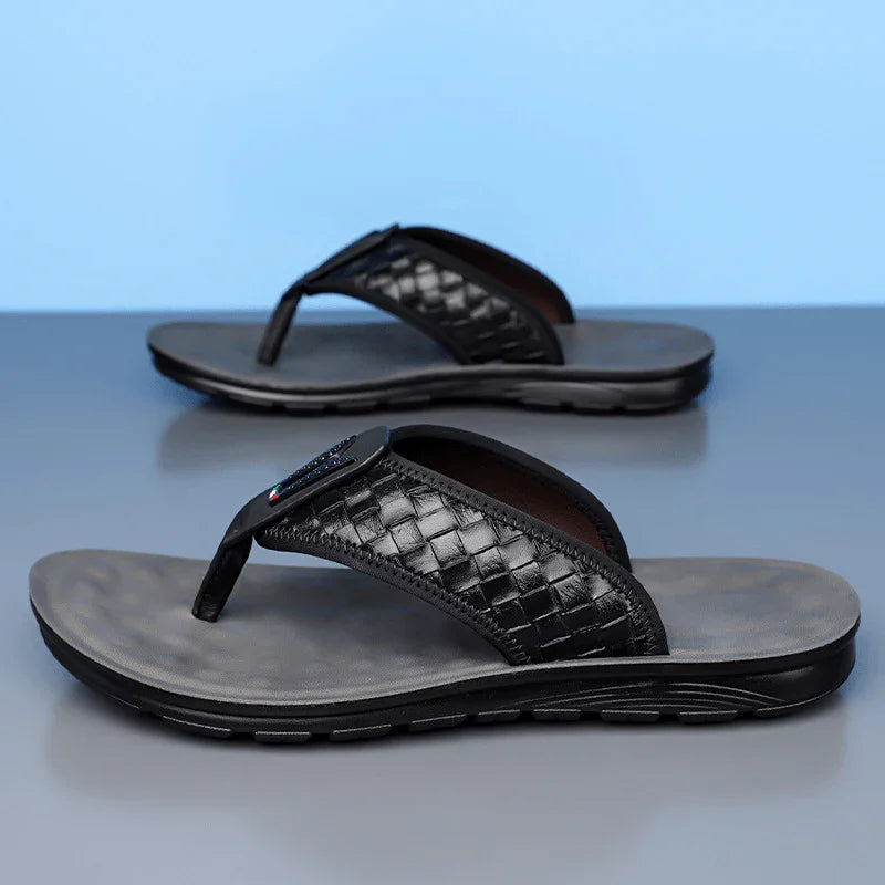 Men’s Cushioned Slip-On Slides with Woven Strap