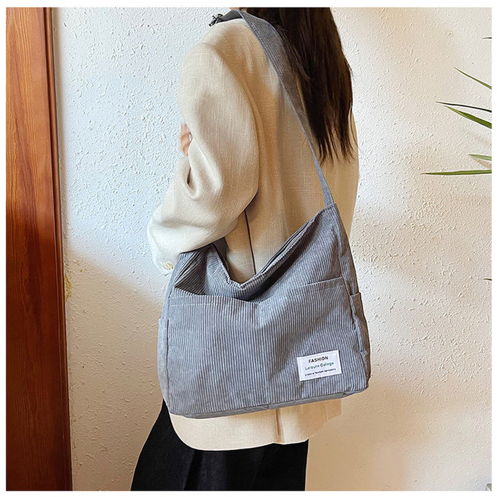 Cross-border corduroy fabric bag women Corduroy Shoulder – Large-Capacity-HighTouch