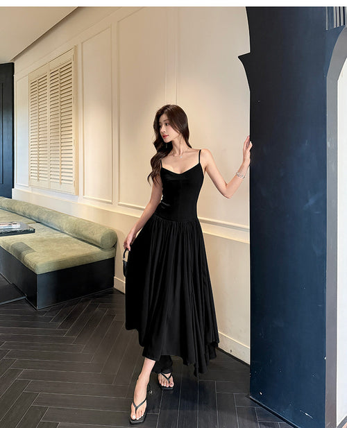Cross-border Summer halter dress Halter Pleated A-Line Maxi Dress-HighTouch