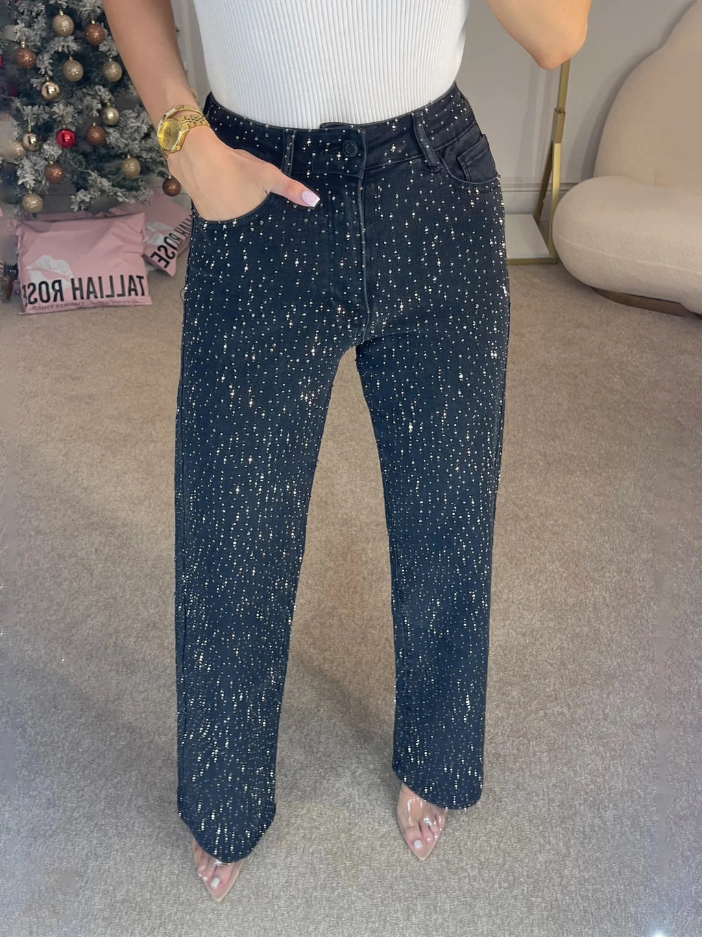 Light Blue High-Waisted Straight-Leg Jeans – Vintage Wash Comfort-HighTouch