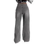 Cement Grey High-Waisted Straight Leg Jeans – Slimming Narrow Retro Fit-HighTouch
