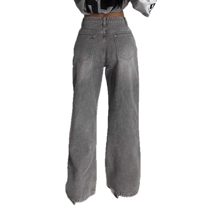 Cement Grey High-Waisted Straight Leg Jeans – Slimming Narrow Retro Fit-HighTouch