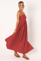 Striped Halter Backless Dress-HighTouch