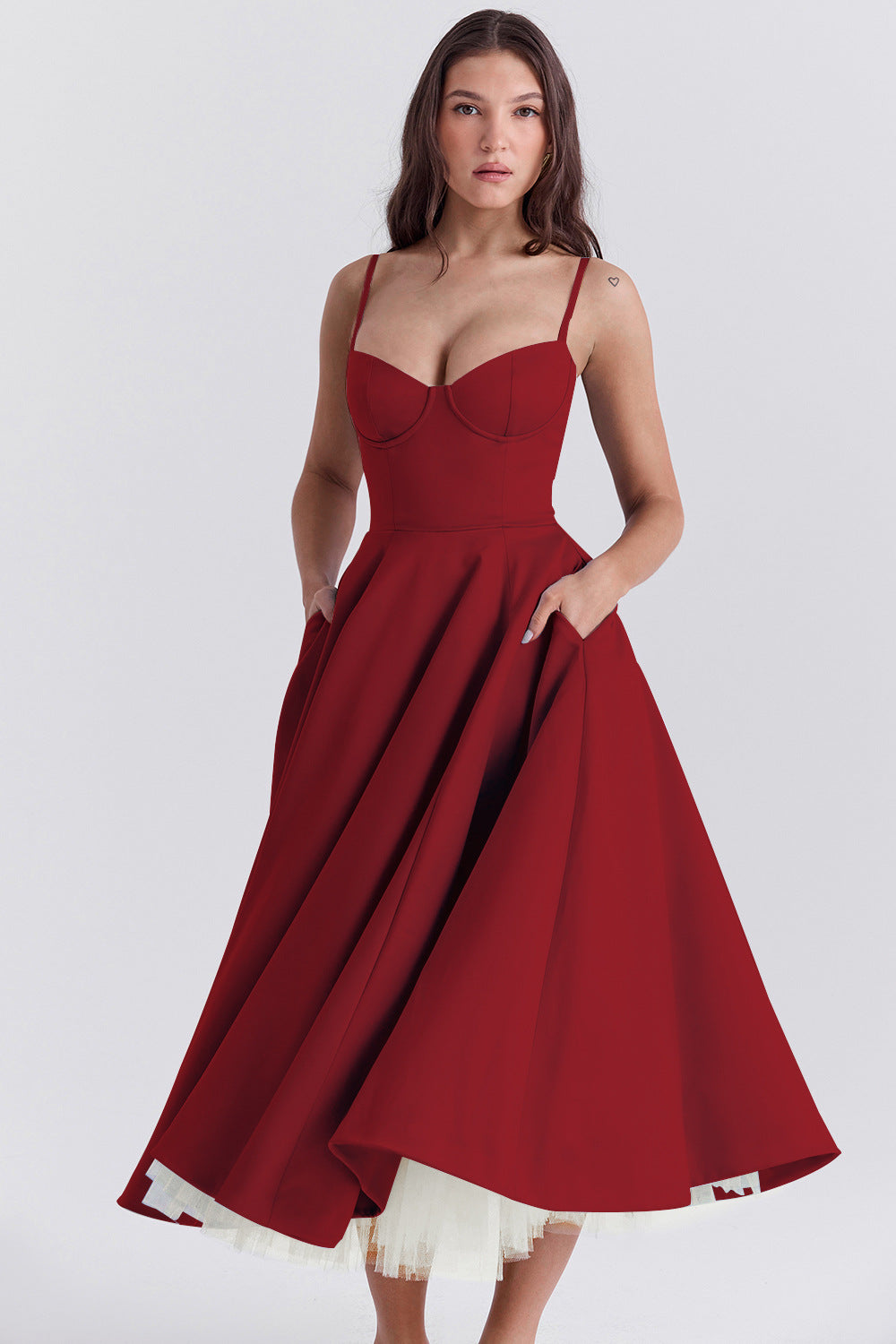 Double-Layer Tulle Halter Maxi Dress – Elegant French-HighTouch