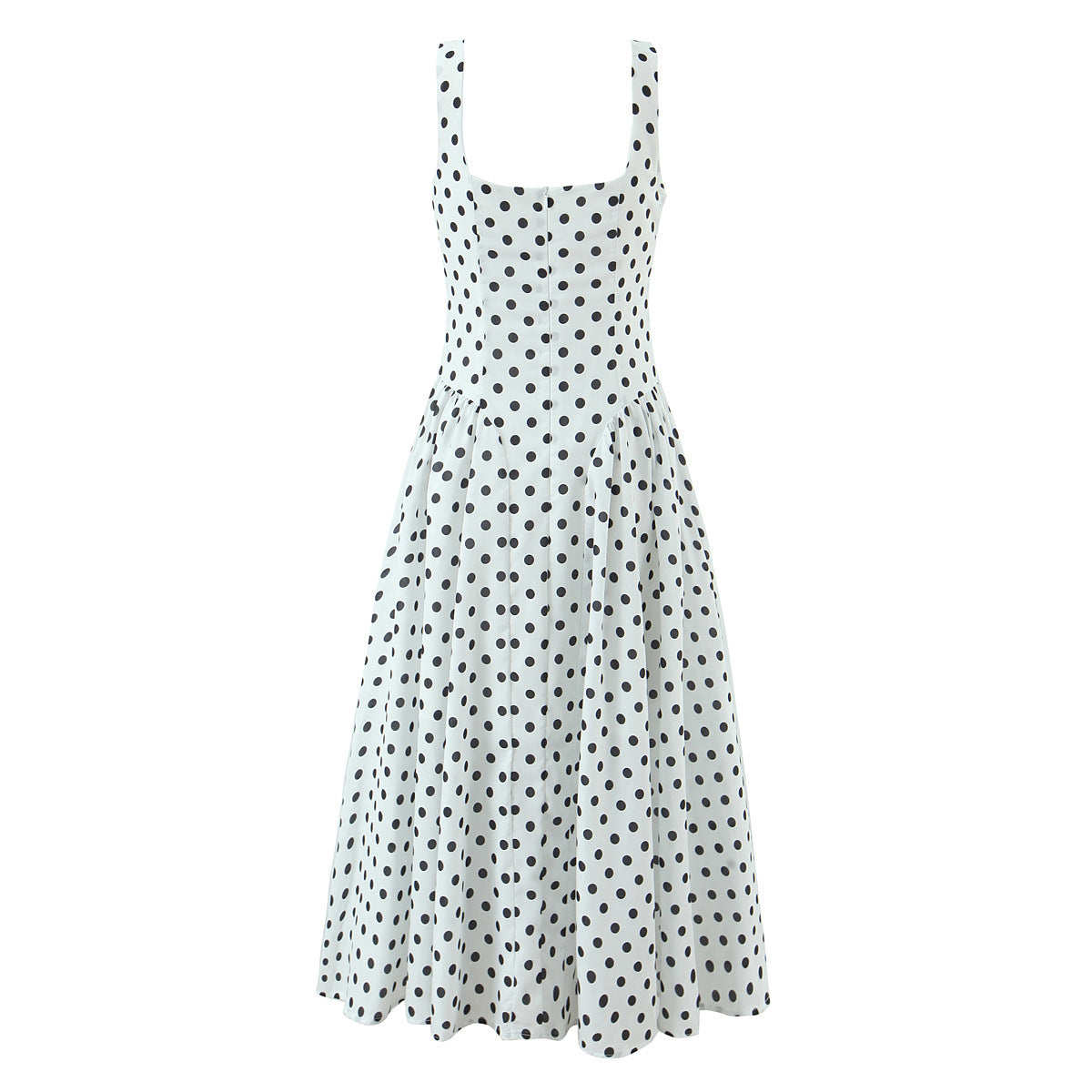 Women's Polka Dot Dress Short Sleeve A-Line Midi