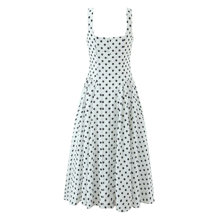 Women's Polka Dot Dress Short Sleeve A-Line Midi