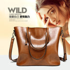 Oil-Wax Artificial Leather Tote – Large-Capacity, Vintage Finish & Elegant Shoulder Bag-HighTouch