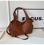 Retro Solid-Color Single Shoulder – Large Capacity & Elegant Texture-HighTouch