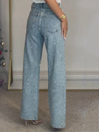 Light Blue High-Waisted Straight-Leg Jeans – Vintage Wash Comfort-HighTouch