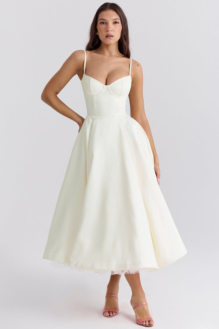 Double-Layer Tulle Halter Maxi Dress – Elegant French-HighTouch
