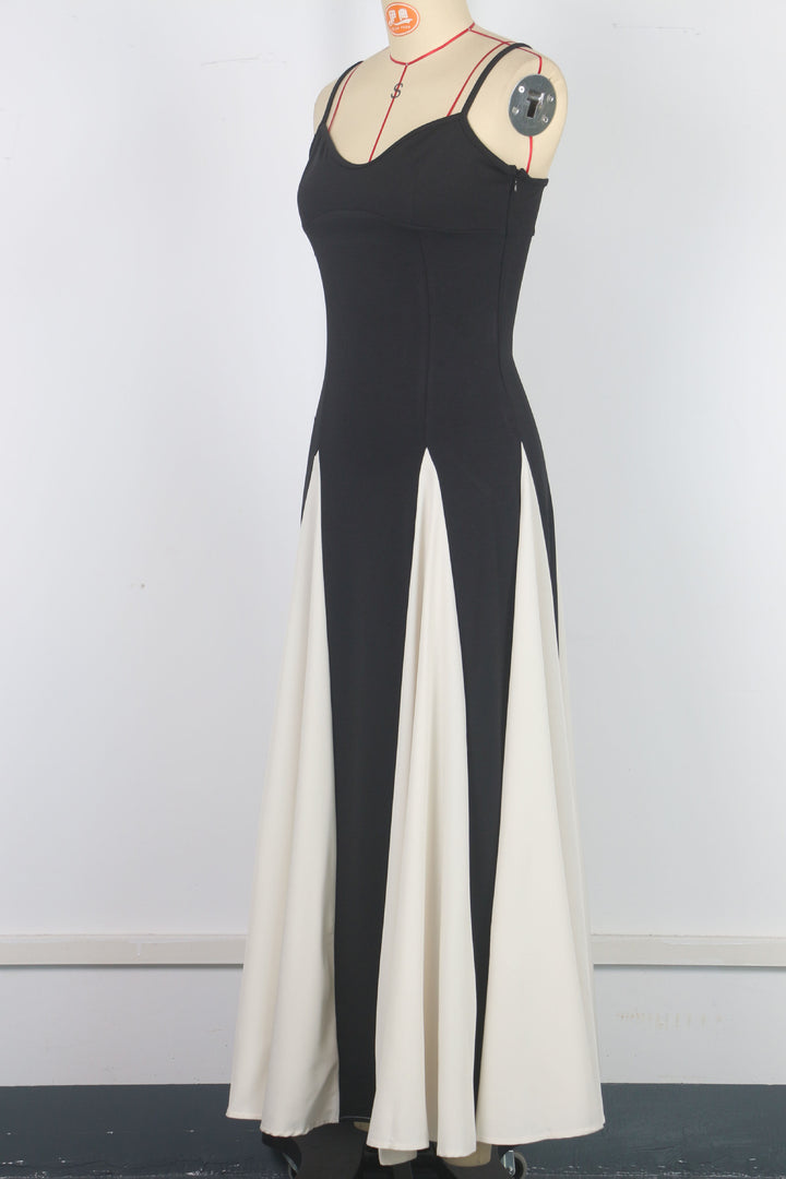 Patchwork Off-The-Shoulder Halter Maxi Dress – Elegant Party Swing-HighTouch