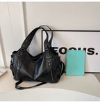 Retro Solid-Color Single Shoulder – Large Capacity & Elegant Texture-HighTouch