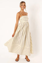 Striped Halter Backless Dress-HighTouch