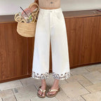 Women’s Summer Wide-Leg Embroidered Jeans-HighTouch